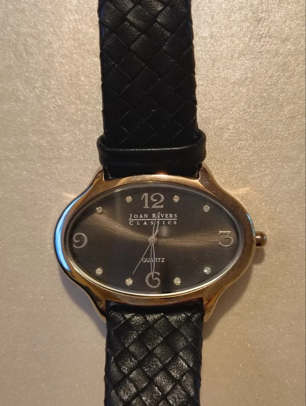 Joan Rivers Black/Silver Tone Watch With Braided Bands